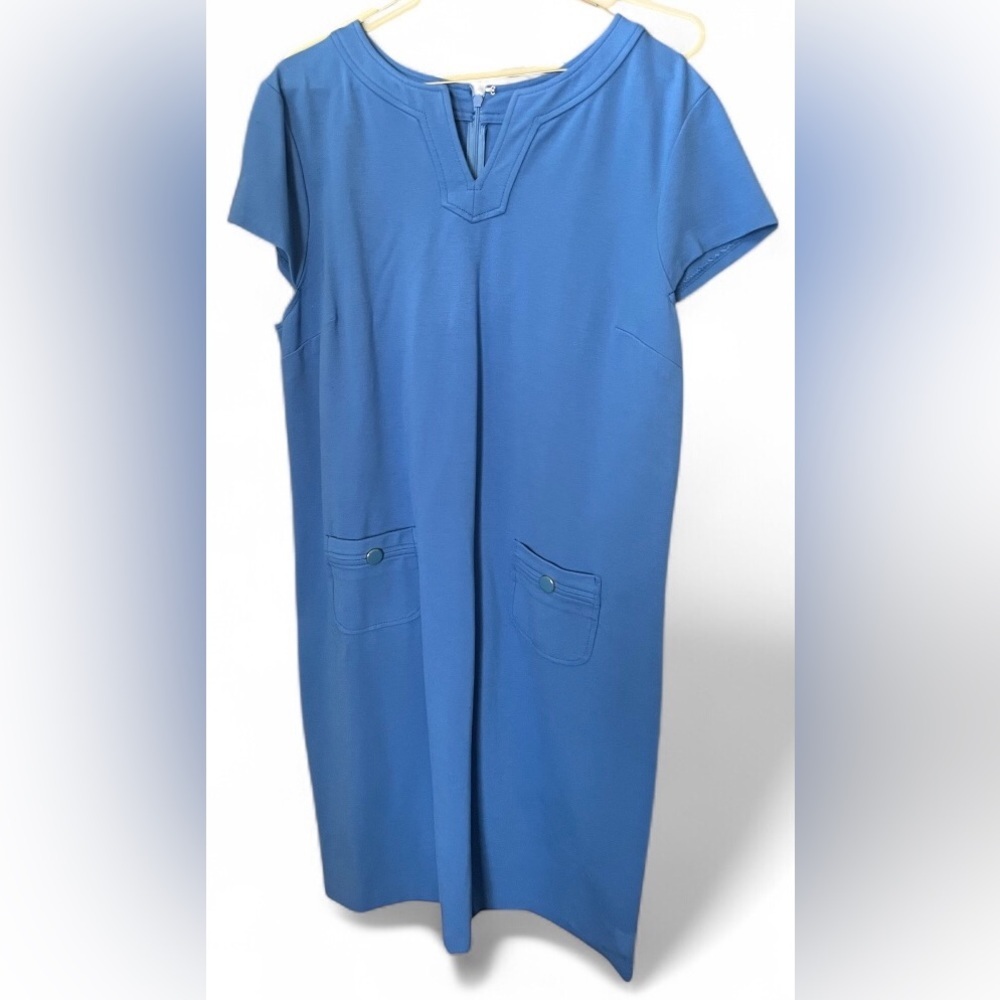 *Talbots Blue Sheath Dress with Pockets Size 16